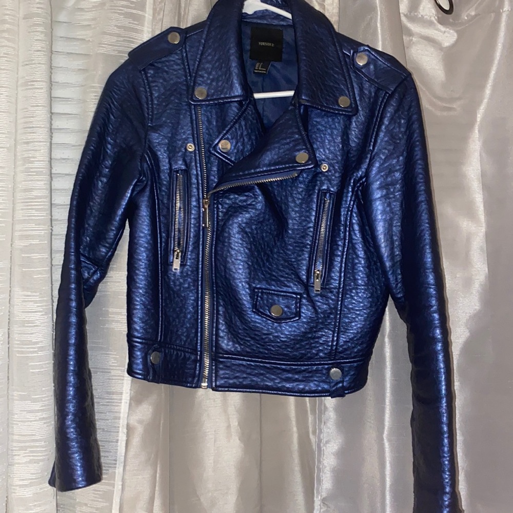 Blue Forever 21 leather jacket